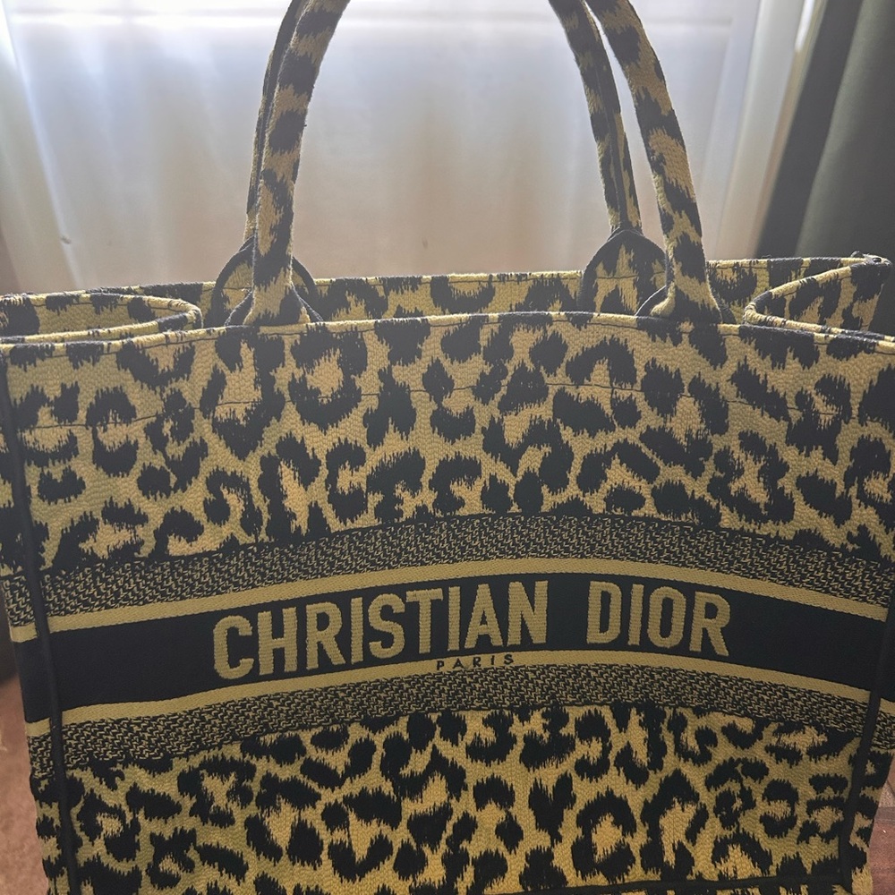 Dior Black and Tan Tote Bag with Bold Design